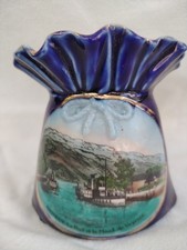 Ancien Panier porcelaine Souvenir d’Annecy, le Port et le Mont Veyrier