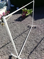 Portant à roulettes, blanc, longueur 180 cm, hauteur variable