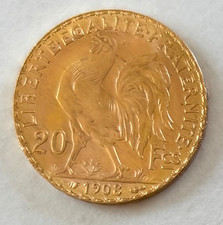 Pièce or 20 Francs 1908 Coq