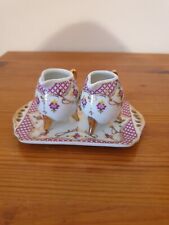 Miniatures en porcelaine d'art 2 tasses et leur plateau Hachette collections 8x1