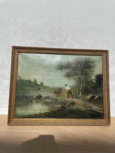 Tableau ancien huile sur toile - tableau,