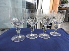 4 ANCIEN VERRE A EAU VIN CRISTAL GRAVE MEISENTHAL modèle EMMA GRAVURE défaut