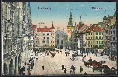 Munich marienplatz avec café - munich,,