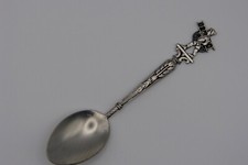 CUILLÈRE CAFÉ EN MÉTAL  ARGENTE, POINCON AUGIS, AA LYON "LE RAMONEUR" / BON ETAT