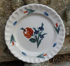 AUVILLAR ancienne Assiette faïence du Sud-Ouest   XVIIIème décor de fleur 24cm