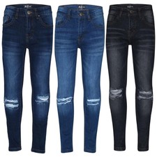 Enfants Genou Jean Déchiré Confort Extensible Pantalon Garçons Âge 5-13 Ans