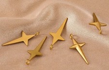 Pendentif / breloque croix acier inoxydable doré