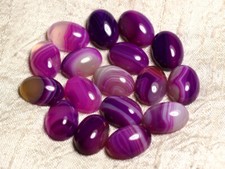 1pc - Cabochon Pierre - Agate Ovale 18x13mm blanc rose fuchsia framboise violet 
