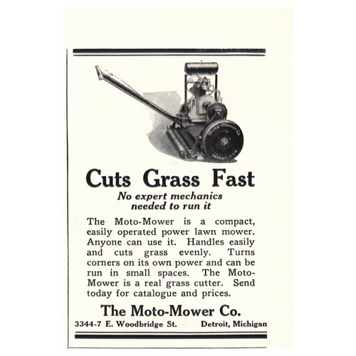 1923 moto mower cuts - mower:, grass