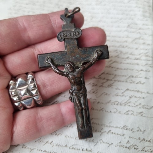Croix reliquaire bronze - reliquaire, en