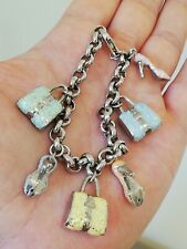 Bracelet femme mailles jaseron/charms  en argent massif 