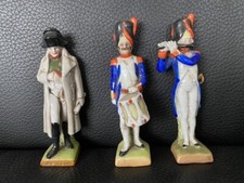 Antiquité Empire NAPOLEON :  3 Figurines en Porcelaine Soldats Officiers