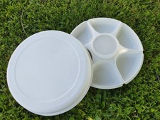 TUPPERWARE  plat grand plateau service apéro pique nique boîte compartiment blan