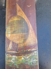 Peinture Sur Bois Bateau Petit Nice Arcachon 1967 Signé Auger