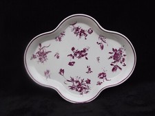 Ancien plateau en faience Gien vide poche dinette à décor de rose