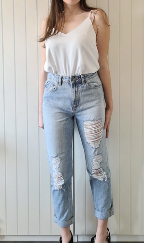 Jean taille haute - , mom