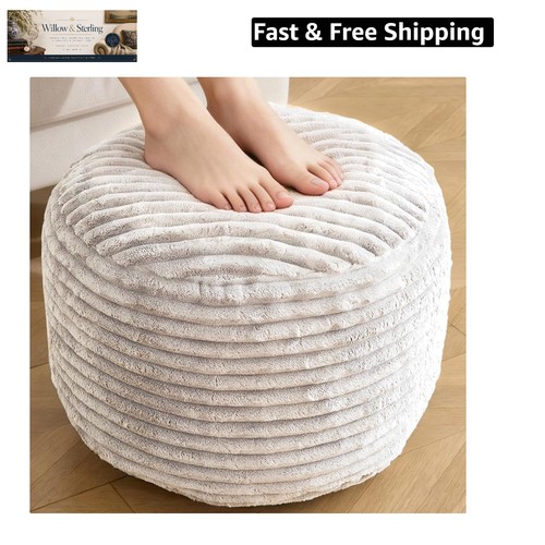 Round ottoman corduroy pouf - round, ottoman,corduroy