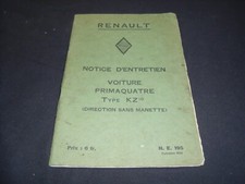 GUIDE D ENTRETIEN 51 PAGES D EPOQUE RENAULT PRIMAQUATRE KZ 10 - 1932