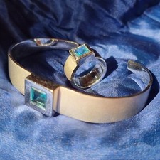 Parure Bracelet Bague T50 argent 925 Topaze Marque "Il Re"