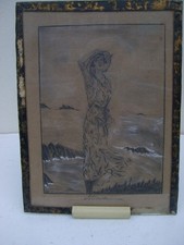 ANCIENNE LITHOGRAPHIE GRAVURE DESSIN TABLEAU (SOLITUDE) de 1931