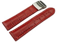 Bracelet montre boucle déployante veau grain croco rouge 18mm 20mm 22mm 24mm 26m
