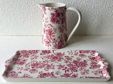 PLAT À CAKE et PICHET céramique ROYAL GARDEN. British Tradition. FLEURS .Chintz