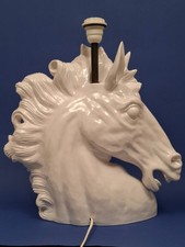 ANCIEN PIED DE LAMPE EN CERAMIQUE TETE DE CHEVAL POULAIN JUMENT   (Décoretout31)