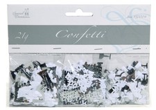 Confetti deco Mariage 3 sujets Blanc et Argent sachet 21g