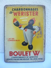 rare ancien PLAQUE TÖLE motifs emboutis Charbonnages Werister LIEGE J.Schuybruck