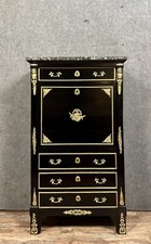 Secrétaire style Boulle en bois laqué noir et bronzes dorés époque début XIXeme
