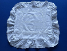 petite taie ancienne/ vintage/ pur coton/broderies/dentelle (utile:38X38)  (L96)