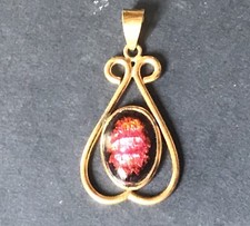 Ancien Pendentif Émaux Sur Cuivre  Signé P. Rairat Monture Plaqué Or