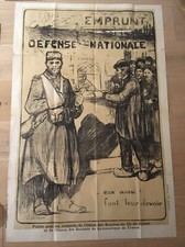AFFICHE WWI ORIGINALE JULES ADLER « Emprunt De La Defense Nationale »