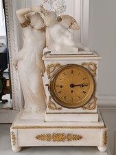 Superbe pendule en albâtre sonnerie des quarts