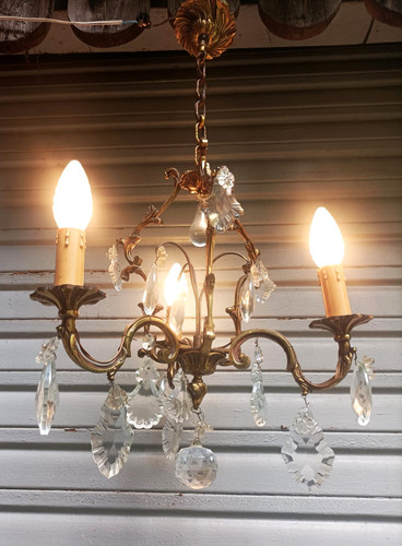 Petit lustre cage bronze et - lustre,