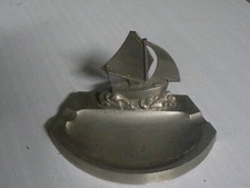 ANCIEN CENDRIER EN METAL ARGENTE VOILIER 2504 BATEAU FRANCE COLLECTION VINTAGE