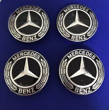 4 Caches Moyeu Mercedes 75 mm noir Logo embleme Jante Centre De Roue Neuf