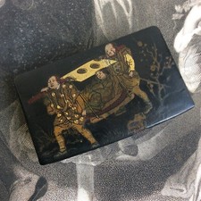 Boite à Timbres Carton Bouilli Décor Palanquin Chinois Napoleon III XIXème