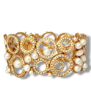 18K Gold & Diamond Link Broad Bracelet 3.80 ct Diamonds
