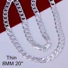 Chaine gourmette plaqué argent 925 maille creuse de 8mm 50cm mixte homme femme