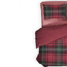 Housse de couette double et taies d'oreiller en pur coton rouge TART