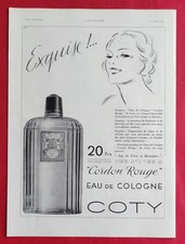 Pub Presse: Parfum Eau de Cologne Cordon Rouge de COTY & Peinture SILEXORE 1934