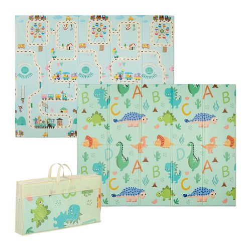 Tapis jeu dinosaures train
