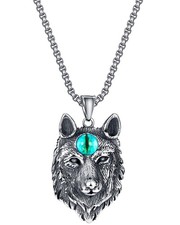 Collier loup pour homme - , avec