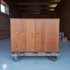 petit bahut meuble de rangement vintage 1960 bois clair / pin style perriand