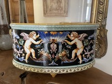 Très grande jardinière ovale SARREGUEMINES à décor renaissance XIXème