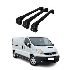 Barres De Toit Transversales pour Renault Trafic 2001-2014 Alu Noir 3 Pcs