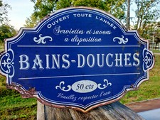 Plaque métal Bains-douches veuillez respecter l'eau... 51x34cm,neuve,idée cadeau