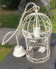 SUSPENSION en grillage métal blanc or en trés bon état SHABBY Maisons du Monde