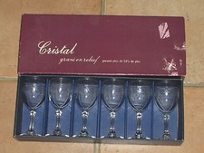 6 verres à liqueur gravés en relief en CRISTAL D'ARQUES DURAND mod CHEVREUSE